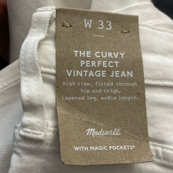 *Flaw Spot* Madewell NWT Curvy Perfect Vintage Jeans Size 33 High Rise White - Picture 7 of 16